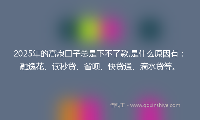 2025年的高炮口子总是下不了款,是什么原因有：融逸花、读秒贷、省呗、快贷通、滴水贷等。