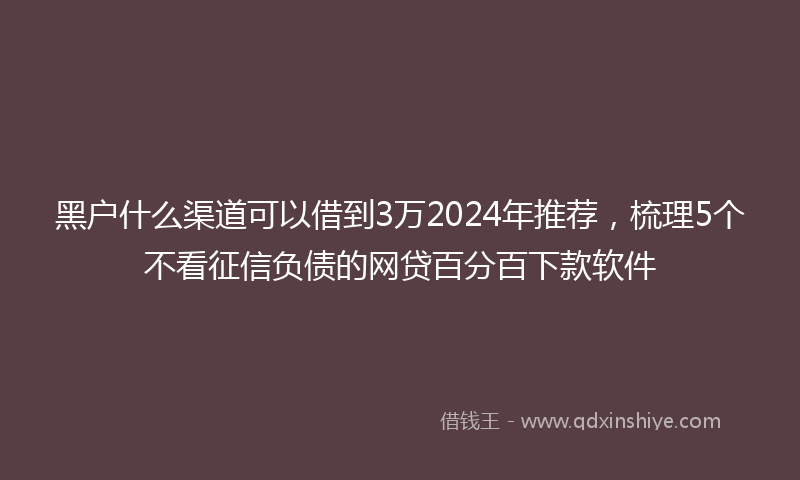 黑户什么渠道可以借到3万2024年推荐，梳理5个不看征信负债的网贷百分百下款软件