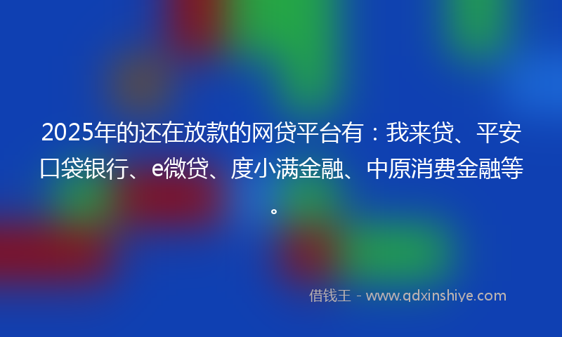 2025年的还在放款的网贷平台有：我来贷、平安口袋银行、e微贷、度小满金融、中原消费金融等。