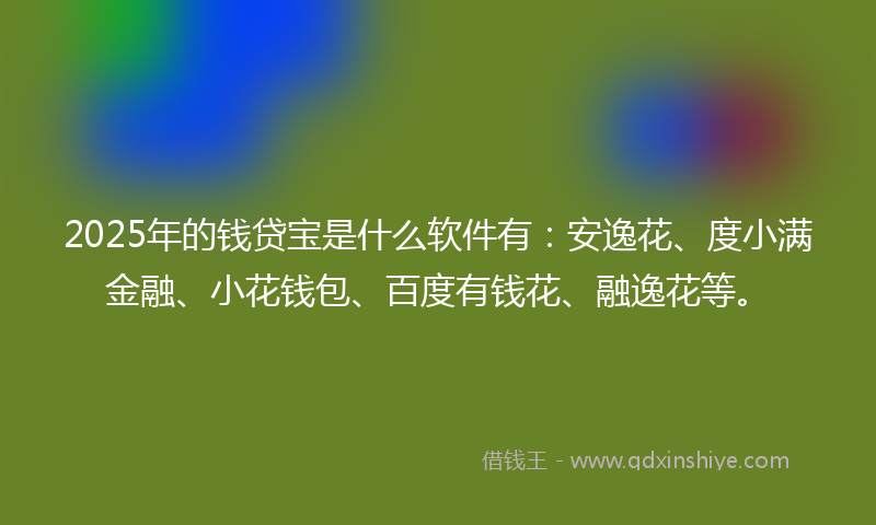 2025年的钱贷宝是什么软件有：安逸花、度小满金融、小花钱包、百度有钱花、融逸花等。