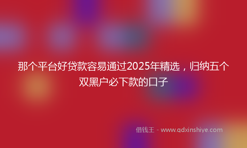 那个平台好贷款容易通过2025年精选，归纳五个双黑户必下款的口子