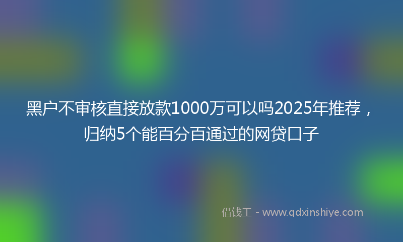 黑户不审核直接放款1000万可以吗2025年推荐，归纳5个能百分百通过的网贷口子