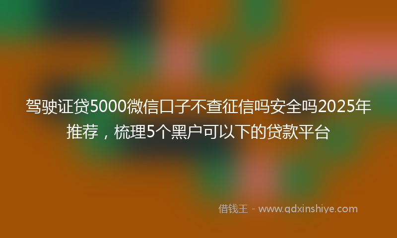 驾驶证贷5000微信口子不查征信吗安全吗2025年推荐，梳理5个黑户可以下的贷款平台