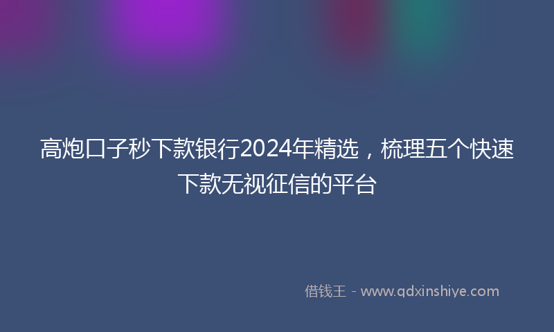 高炮口子秒下款银行2024年精选，梳理五个快速下款无视征信的平台