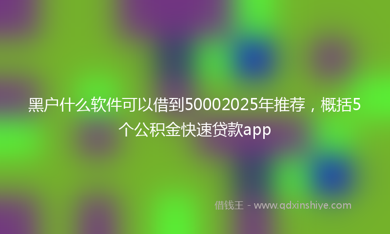 黑户什么软件可以借到50002025年推荐，概括5个公积金快速贷款app