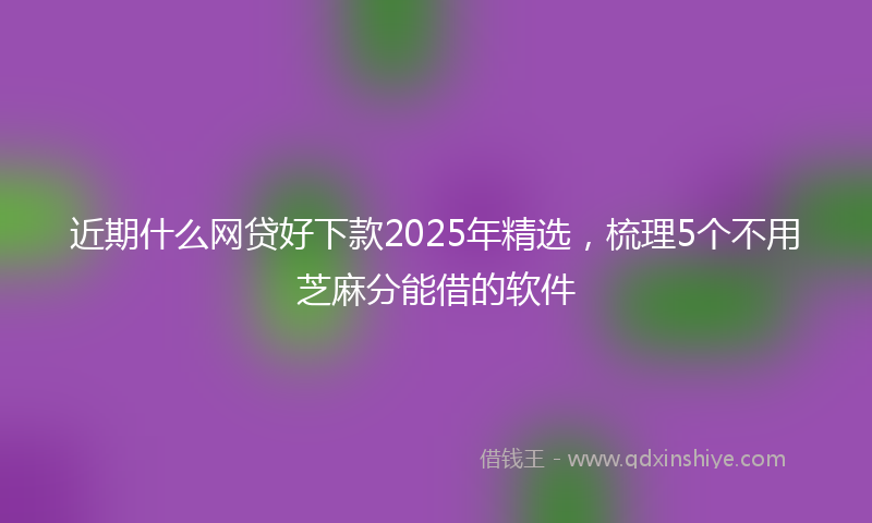 近期什么网贷好下款2025年精选，梳理5个不用芝麻分能借的软件