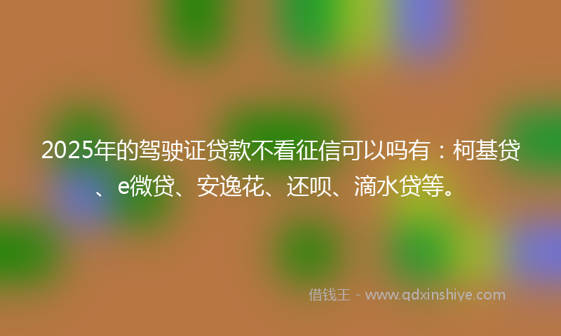 2025年的驾驶证贷款不看征信可以吗有：柯基贷、e微贷、安逸花、还呗、滴水贷等。