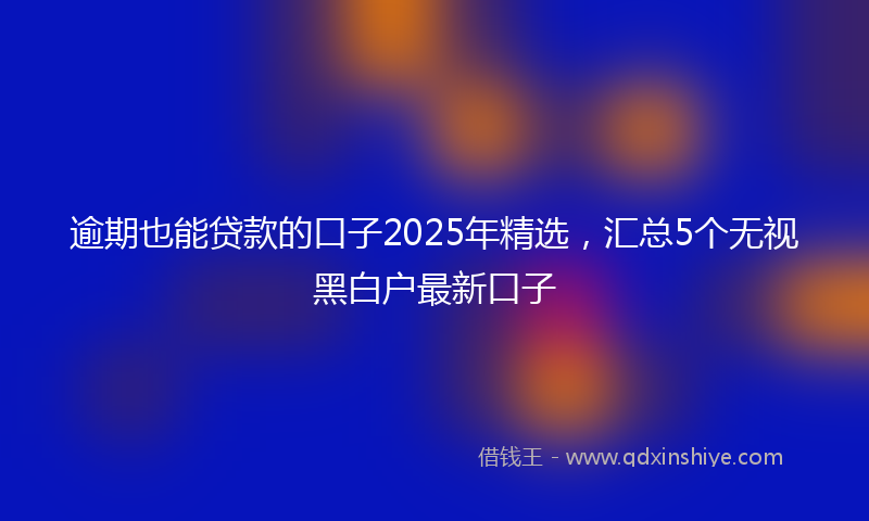 逾期也能贷款的口子2025年精选，汇总5个无视黑白户最新口子