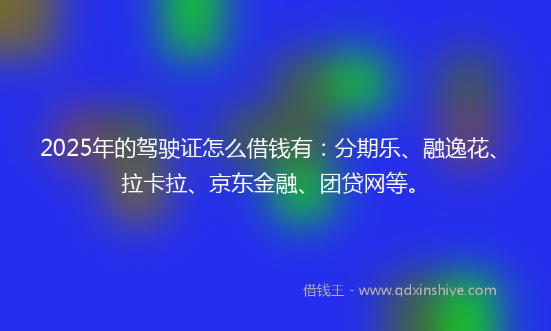 2025年的驾驶证怎么借钱有：分期乐、融逸花、拉卡拉、京东金融、团贷网等。