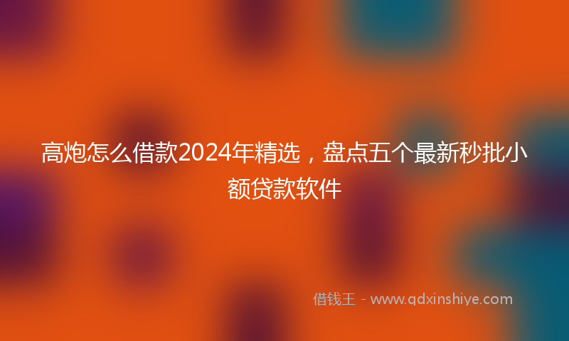 高炮怎么借款2024年精选，盘点五个最新秒批小额贷款软件