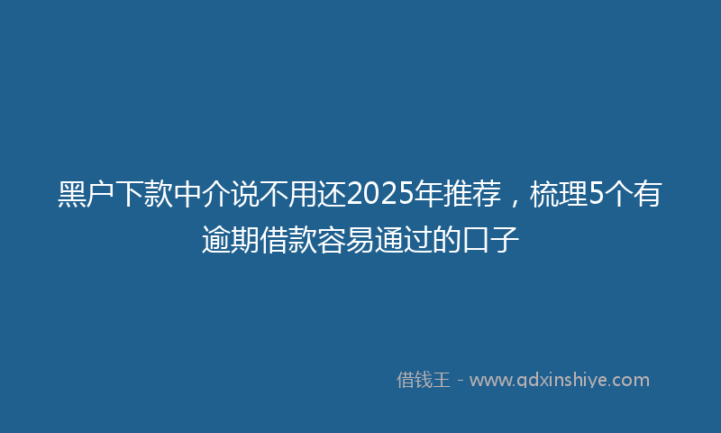黑户下款中介说不用还2025年推荐，梳理5个有逾期借款容易通过的口子