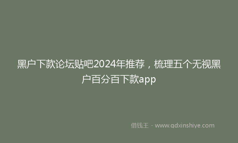 黑户下款论坛贴吧2024年推荐，梳理五个无视黑户百分百下款app