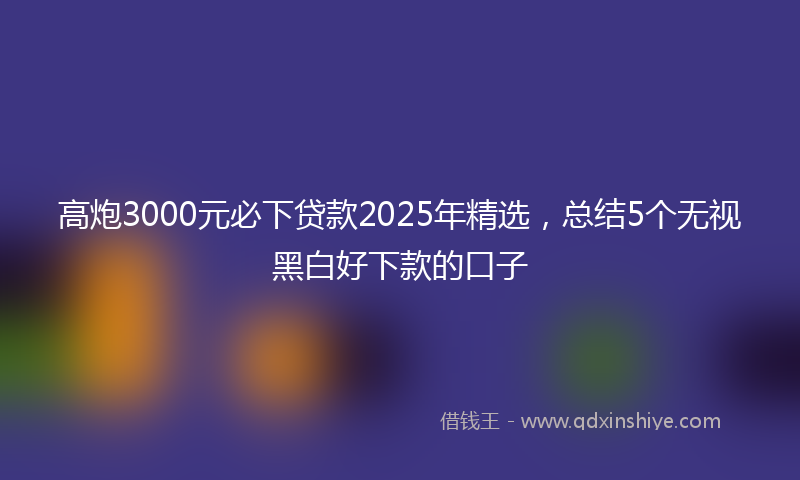 高炮3000元必下贷款2025年精选，总结5个无视黑白好下款的口子