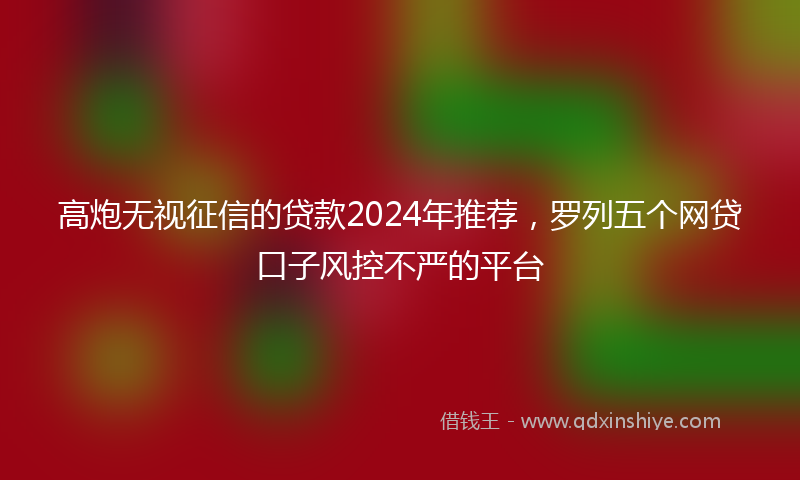 高炮无视征信的贷款2024年推荐，罗列五个网贷口子风控不严的平台