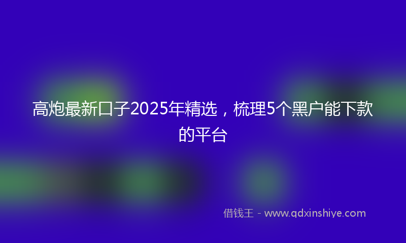 高炮最新口子2025年精选，梳理5个黑户能下款的平台