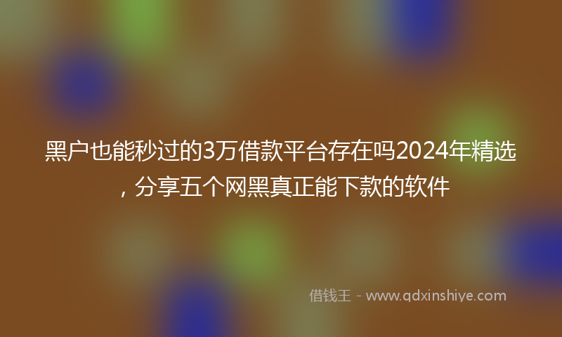 黑户也能秒过的3万借款平台存在吗2024年精选，分享五个网黑真正能下款的软件