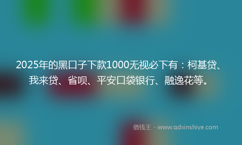 2025年的黑口子下款1000无视必下有：柯基贷、我来贷、省呗、平安口袋银行、融逸花等。