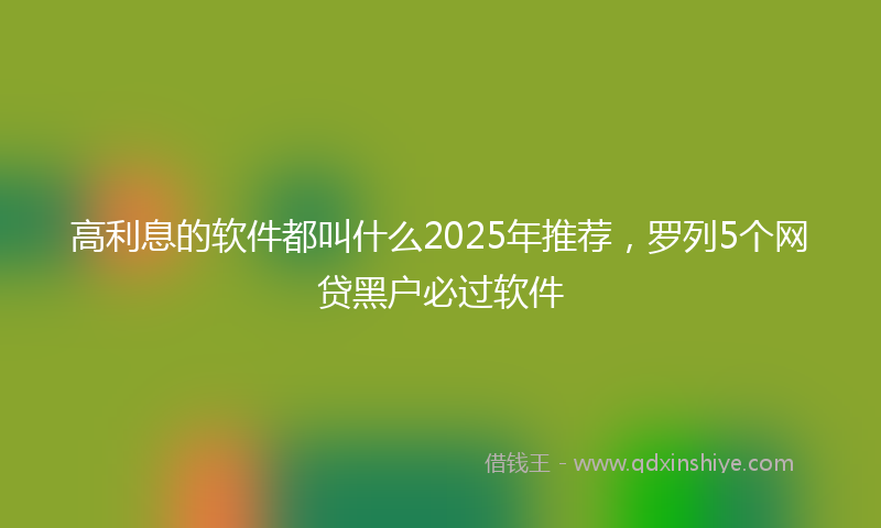 高利息的软件都叫什么2025年推荐，罗列5个网贷黑户必过软件