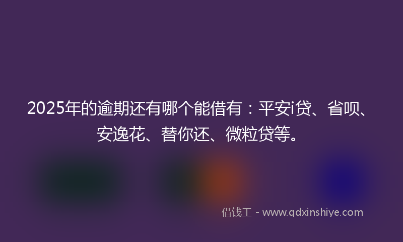 2025年的逾期还有哪个能借有：平安i贷、省呗、安逸花、替你还、微粒贷等。