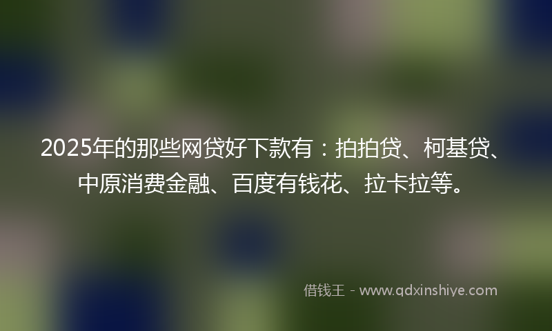 2025年的那些网贷好下款有：拍拍贷、柯基贷、中原消费金融、百度有钱花、拉卡拉等。