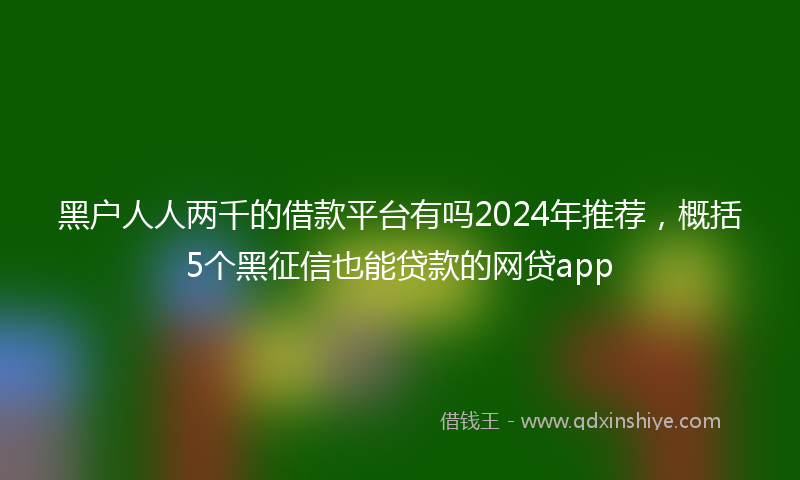 黑户人人两千的借款平台有吗2024年推荐，概括5个黑征信也能贷款的网贷app