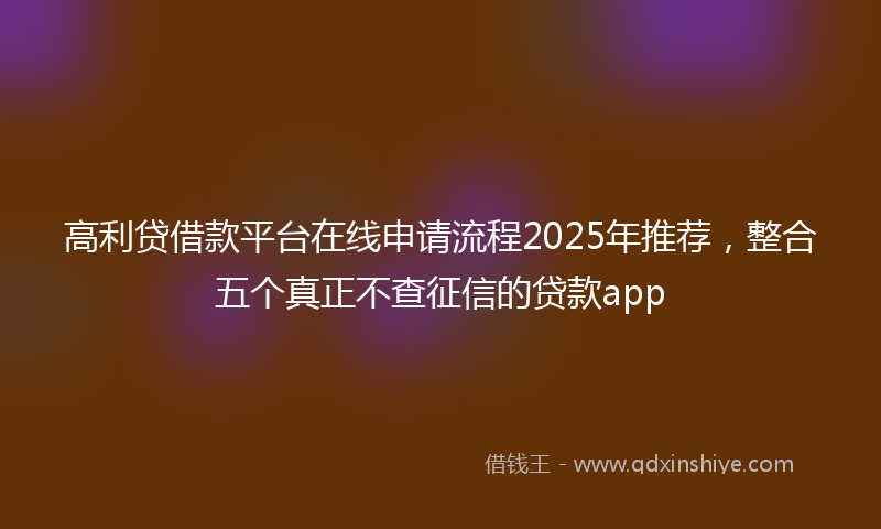 高利贷借款平台在线申请流程2025年推荐，整合五个真正不查征信的贷款app