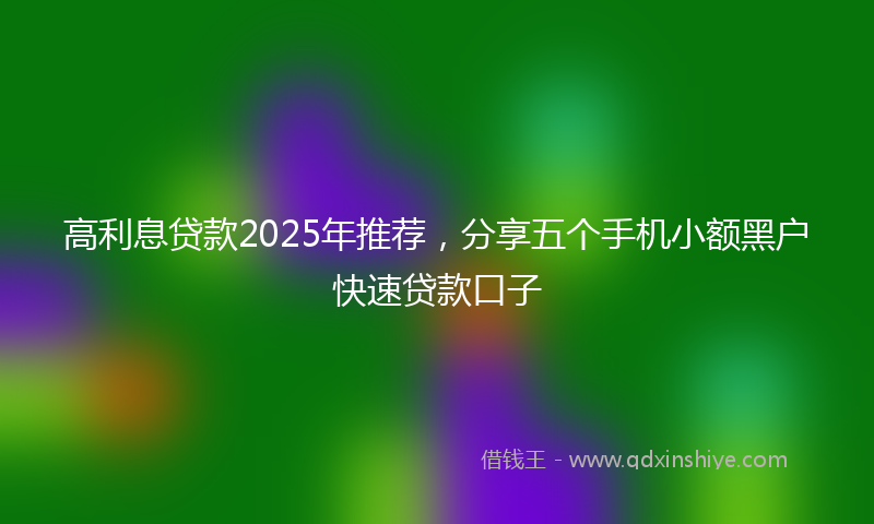 高利息贷款2025年推荐，分享五个手机小额黑户快速贷款口子