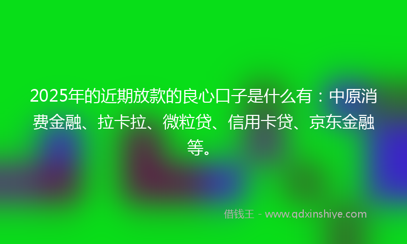 2025年的近期放款的良心口子是什么有：中原消费金融、拉卡拉、微粒贷、信用卡贷、京东金融等。