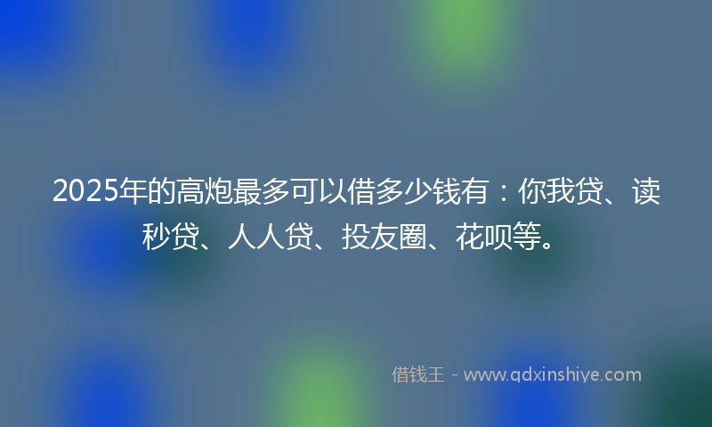 2025年的高炮最多可以借多少钱有：你我贷、读秒贷、人人贷、投友圈、花呗等。