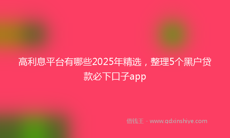高利息平台有哪些2025年精选，整理5个黑户贷款必下口子app