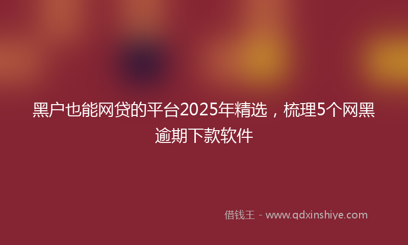 黑户也能网贷的平台2025年精选，梳理5个网黑逾期下款软件