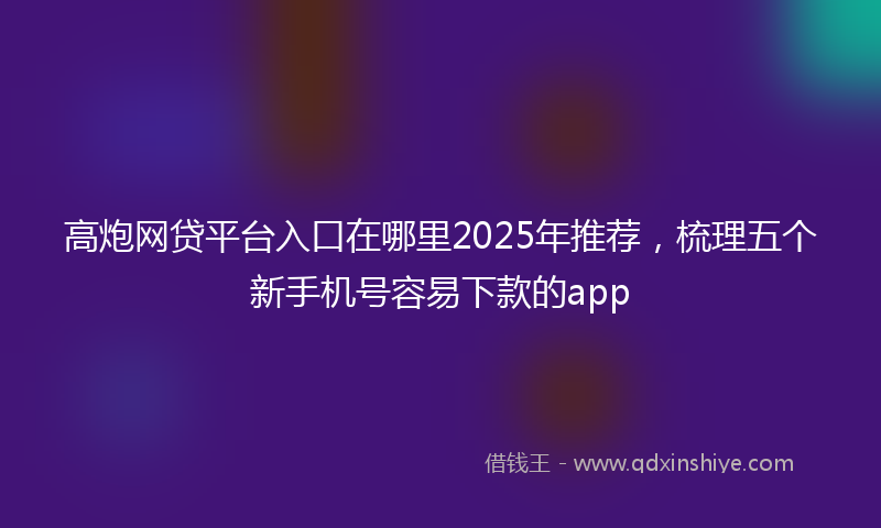 高炮网贷平台入口在哪里2025年推荐，梳理五个新手机号容易下款的app
