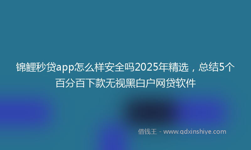锦鲤秒贷app怎么样安全吗2025年精选，总结5个百分百下款无视黑白户网贷软件