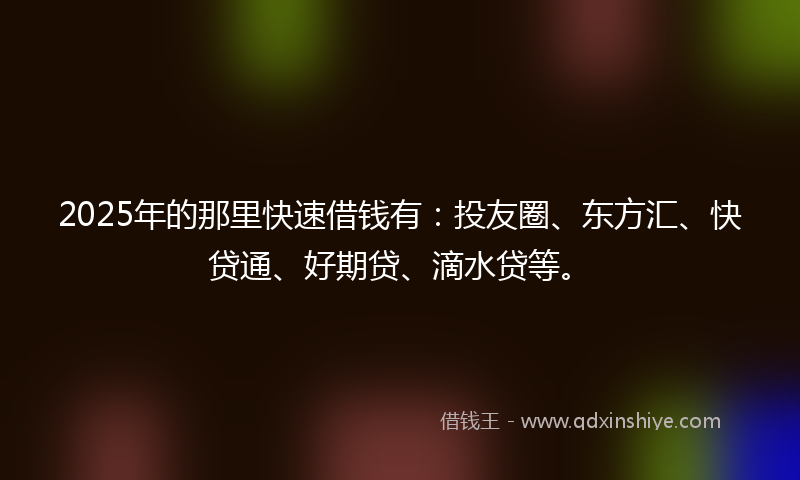 2025年的那里快速借钱有：投友圈、东方汇、快贷通、好期贷、滴水贷等。