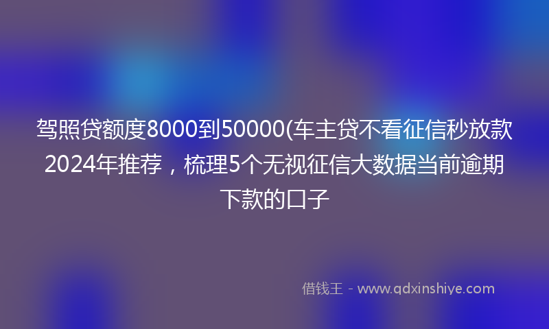 驾照贷额度8000到50000(车主贷不看征信秒放款2024年推荐，梳理5个无视征信大数据当前逾期下款的口子