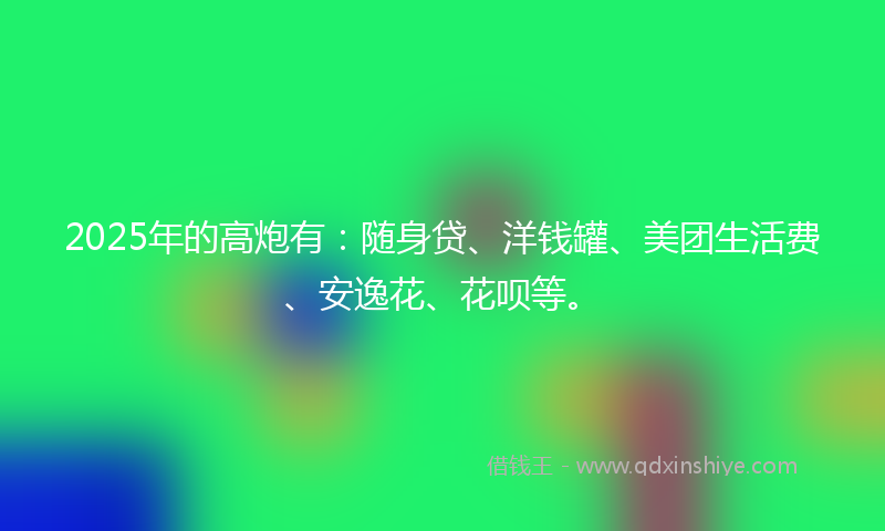 2025年的高炮有：随身贷、洋钱罐、美团生活费、安逸花、花呗等。