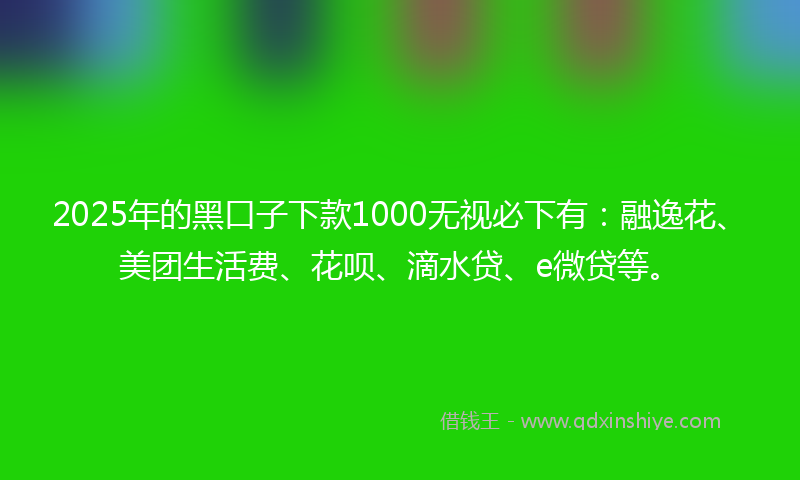 2025年的黑口子下款1000无视必下有：融逸花、美团生活费、花呗、滴水贷、e微贷等。