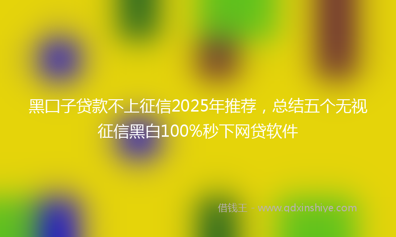黑囗子贷款不上征信2025年推荐，总结五个无视征信黑白100%秒下网贷软件