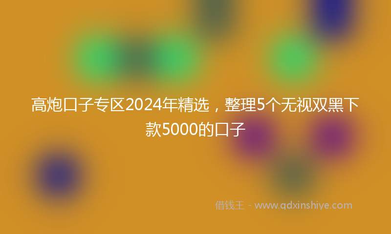高炮口子专区2024年精选，整理5个无视双黑下款5000的口子