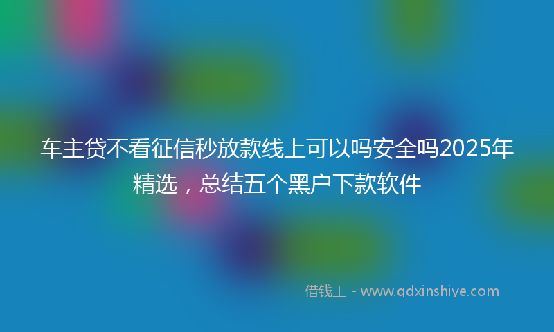车主贷不看征信秒放款线上可以吗安全吗2025年精选，总结五个黑户下款软件