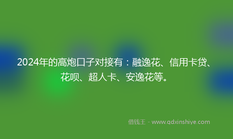 2024年的高炮口子对接有：融逸花、信用卡贷、花呗、超人卡、安逸花等。