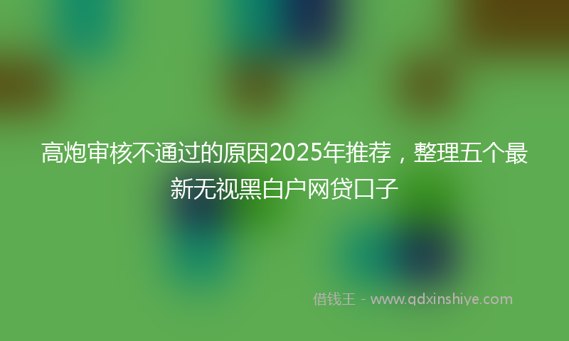 高炮审核不通过的原因2025年推荐，整理五个最新无视黑白户网贷口子