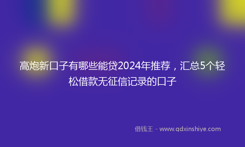 高炮新口子有哪些能贷2024年推荐，汇总5个轻松借款无征信记录的口子
