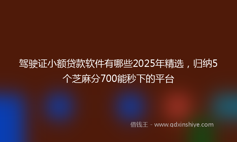 驾驶证小额贷款软件有哪些2025年精选，归纳5个芝麻分700能秒下的平台