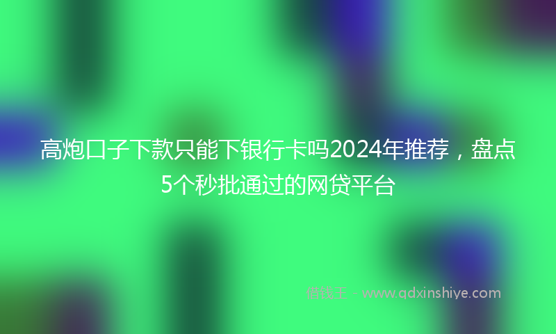 高炮口子下款只能下银行卡吗2024年推荐，盘点5个秒批通过的网贷平台