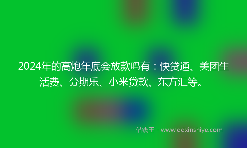 2024年的高炮年底会放款吗有：快贷通、美团生活费、分期乐、小米贷款、东方汇等。
