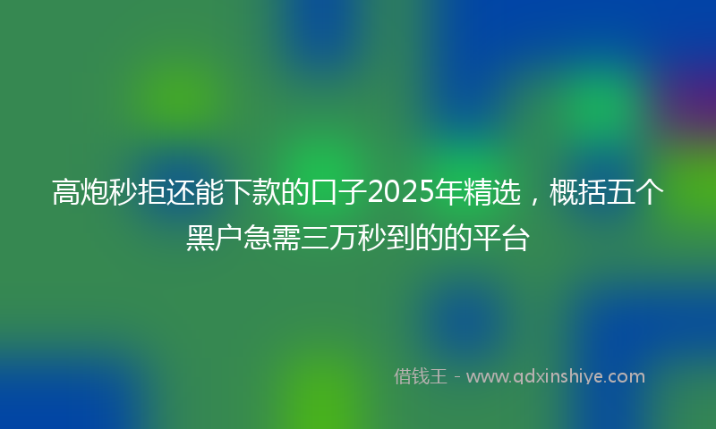 高炮秒拒还能下款的口子2025年精选，概括五个黑户急需三万秒到的的平台