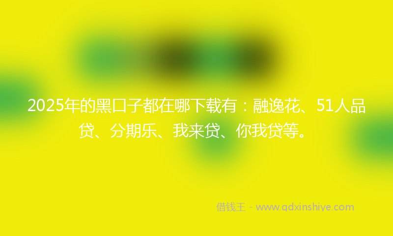 2025年的黑口子都在哪下载有：融逸花、51人品贷、分期乐、我来贷、你我贷等。