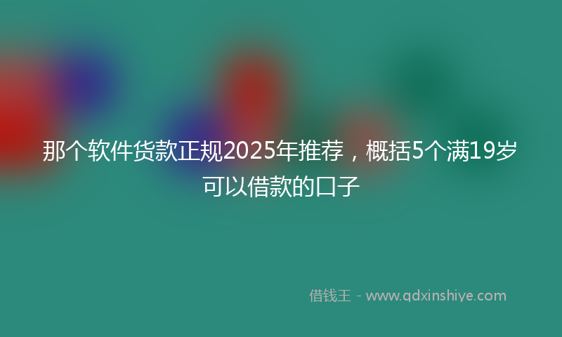 那个软件货款正规2025年推荐，概括5个满19岁可以借款的口子