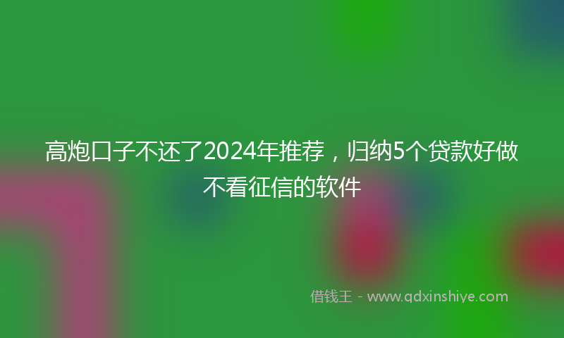 高炮口子不还了2024年推荐，归纳5个贷款好做不看征信的软件
